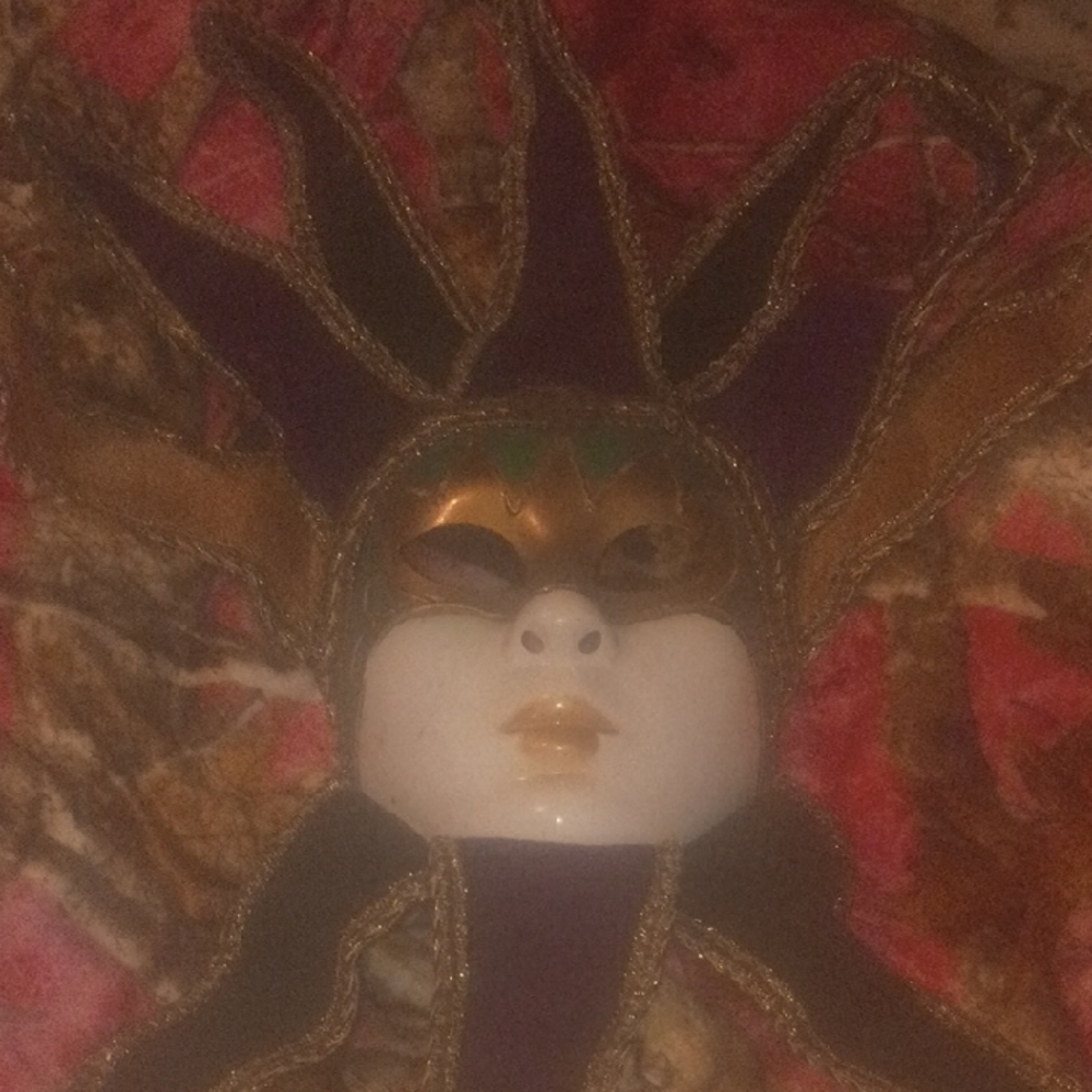 Purple and Gold Venetian Jester Face Mask